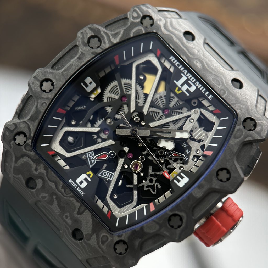 Đồng Hồ Richard Mille Replica 11 RM 35-03 Rafael Nadal Vỏ Carbon TPT Màu Đen 43.2x50mm