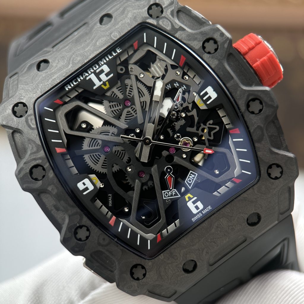 Đồng Hồ Richard Mille Replica 11 RM 35-03 Rafael Nadal Vỏ Carbon TPT Màu Đen 43.2x50mm