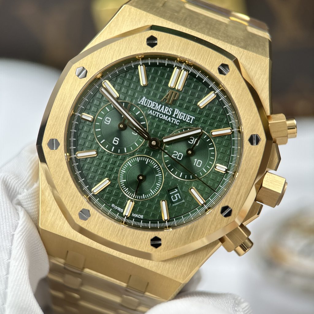Đồng Hồ Audemars Piguet Royal Oak Chronograph 26331 Chế Tác Mạ Vàng Mặt Xanh Lá Nhà Máy APS 41mm