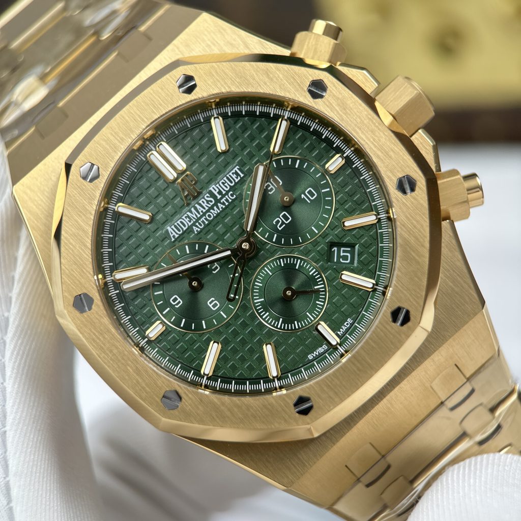 Đồng Hồ Audemars Piguet Royal Oak Chronograph 26331 Chế Tác Mạ Vàng Mặt Xanh Lá Nhà Máy APS 41mm