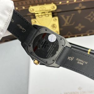 Đồng Hồ Cartier Santos 100 XL Black ADLC Chế Tác Mặt Đen Viền Vàng 41x51mm