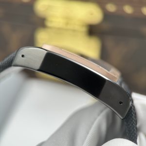 Đồng Hồ Cartier Santos Fake Cao Cấp 100 XL Black ADLC Mặt Đen Viền Vàng Hồng 41x51mm