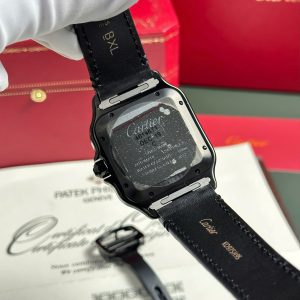 Đồng Hồ Cartier Santos de Cartier Replica Luxury Dây Da Đen Nhà Máy BV 39.8mm
