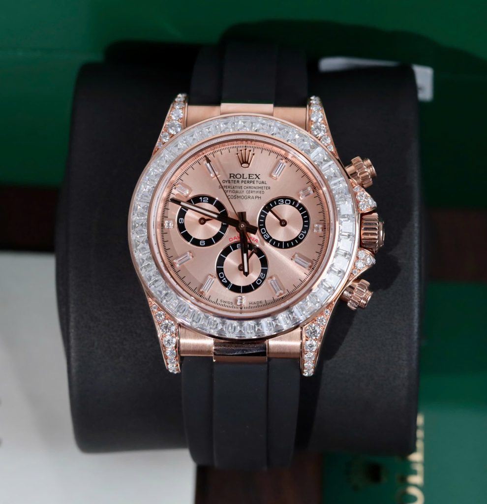 Đồng Hồ Rolex Daytona 126535TBR Chế Tác Bọc Vàng Đính Kim Cương Moissanite Baguette 40mm