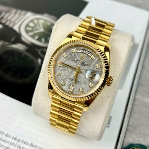 Đồng Hồ Rolex Day-Date Chế Tác Bọc Vàng Gold 18k Mặt Thiên Thạch Nhà Máy GM 36mm