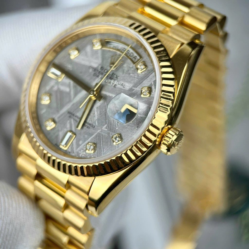 Đồng Hồ Rolex Day-Date Chế Tác Bọc Vàng Gold 18k Mặt Thiên Thạch Nhà Máy GM 36mm